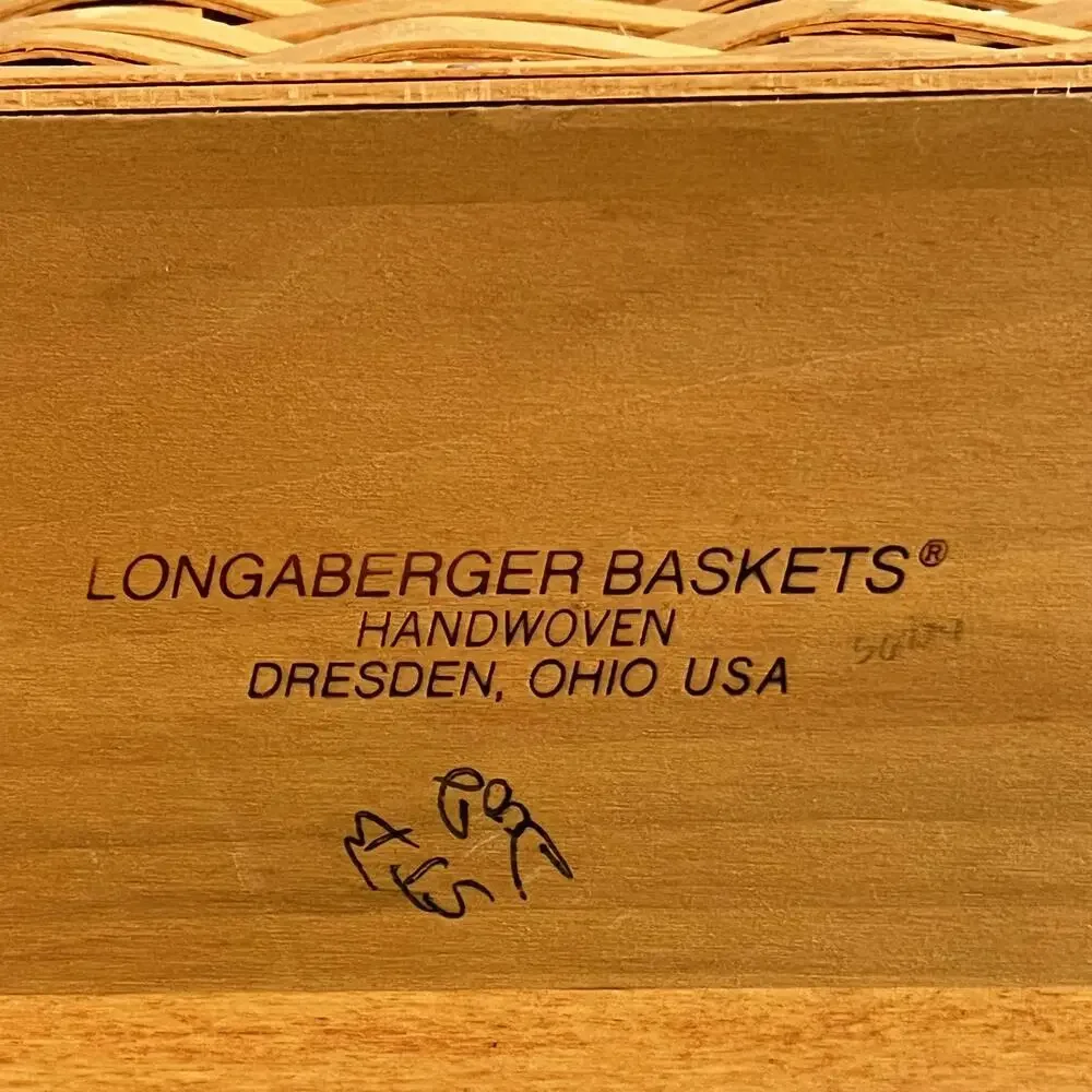 Longaberger Workload Basket Handwoven Storage Signed Wood Wicker USA Decor